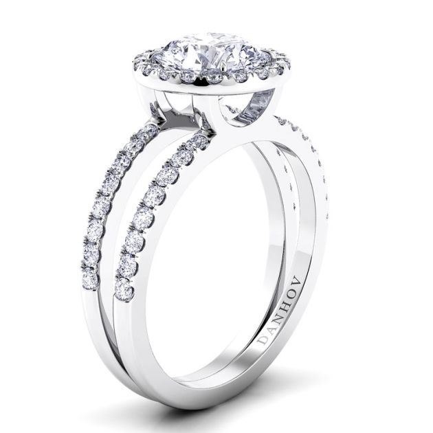 Danhov Per Lei Double Shank Engagement Ring in Platinum