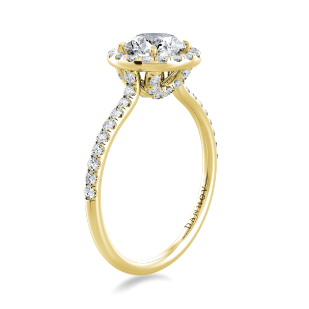 Danhov Per Lei Classic Halo Engagement Ring in 18k Yellow Gold