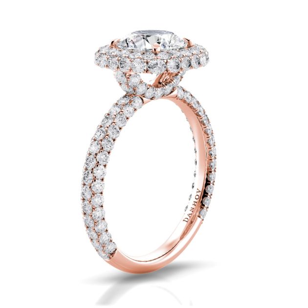 Danhov Per Lei Diamond Halo Engagement Ring in 14k Rose Gold