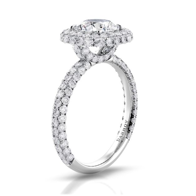 Danhov Per Lei  Diamond Halo Engagement Ring in Platinum
