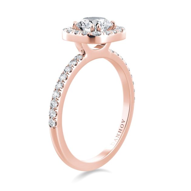 Danhov Per Lei Halo Engagement Ring in 14k Rose Gold