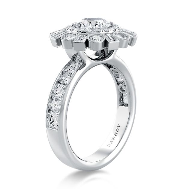 Danhov Per Lei Unique Engagement Ring in 18k White Gold