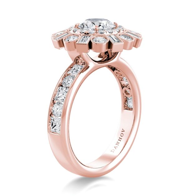 Danhov Per Lei Unique Engagement Ring in 18k Rose Gold