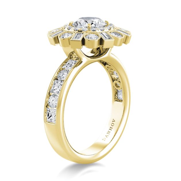 Danhov Per Lei Unique Engagement Ring in 18k Yellow Gold
