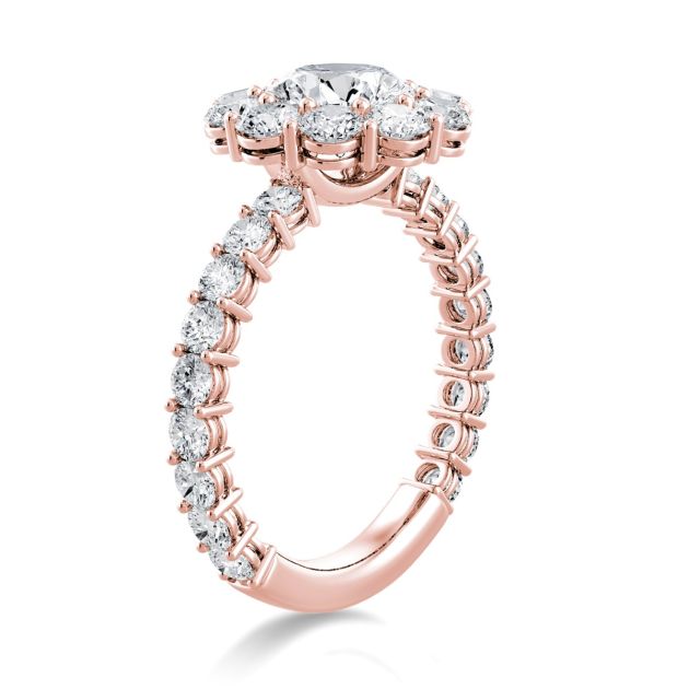Danhov Per Lei Halo Diamond Engagement Ring in 14k Rose Gold