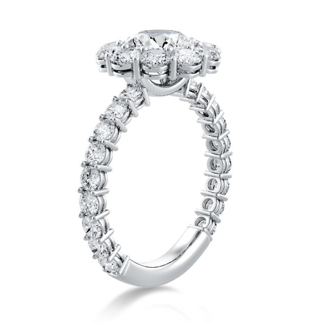 Danhov Per Lei Halo Diamond Engagement Ring in 14k White Gold