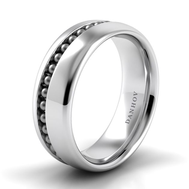 Danhov Pelote Men's Wedding Band in 14k White Gold
