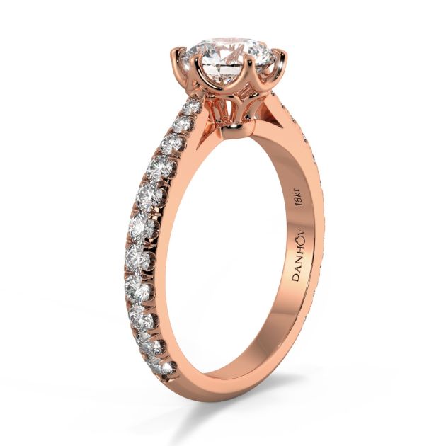 Danhov Classico Diamond Engagement Ring in 14k Rose Gold