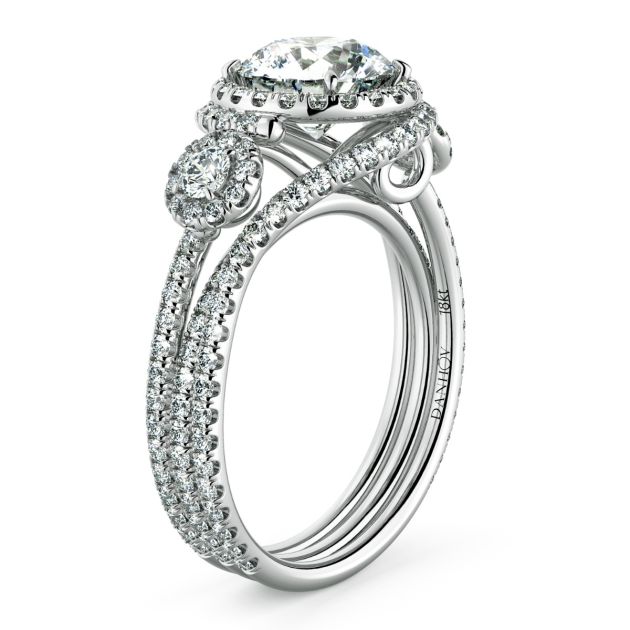 Danhov Abbraccio Unique Three Stone Engagement Ring  in 18k White Gold