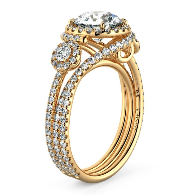 Danhov Abbraccio Unique Three Stone Engagement Ring  in 18k Yellow Gold