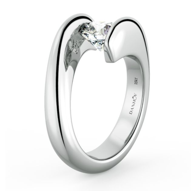Danhov Tension Engagement Ring in 14k White Gold