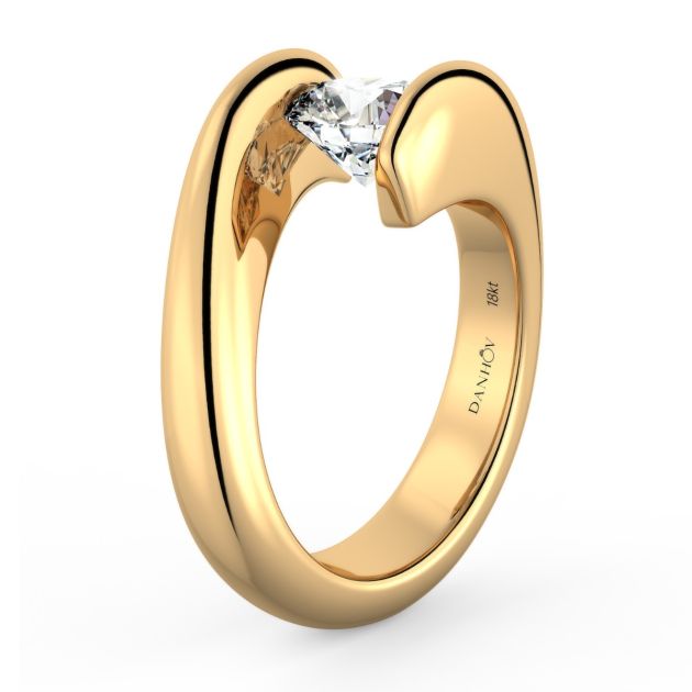 Danhov Tension Engagement Ring in 14k Yellow Gold