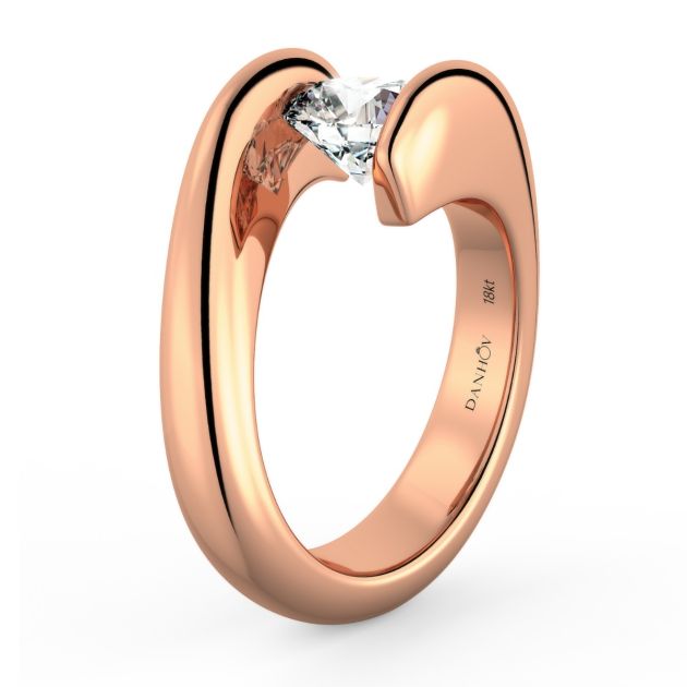 Danhov Tension Engagement Ring in 14k Rose Gold