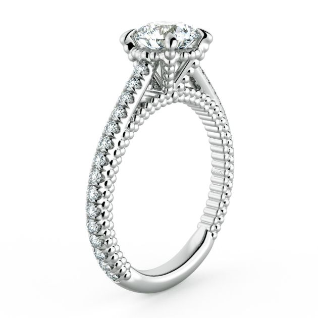 Danhov Perlina Unique Diamond Engagement Ring in 14k White Gold