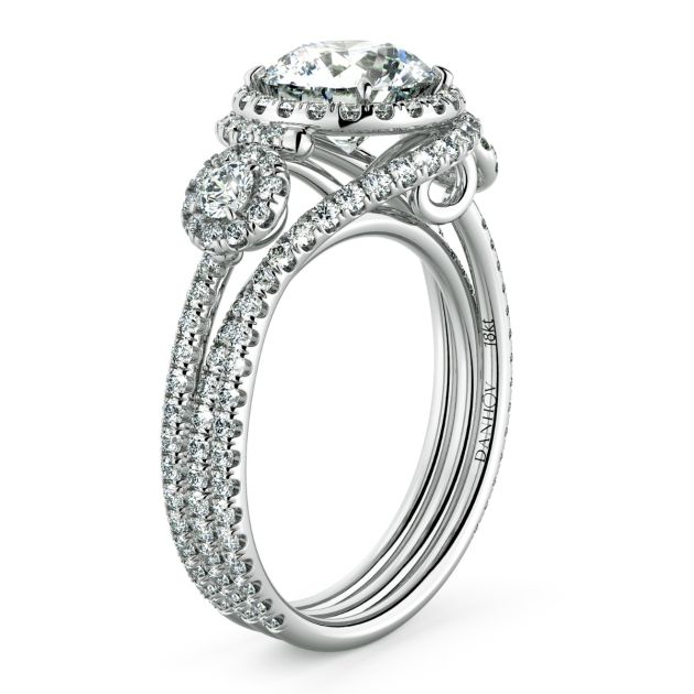 Danhov Abbraccio Unique Three Stone Engagement Ring in Platinum