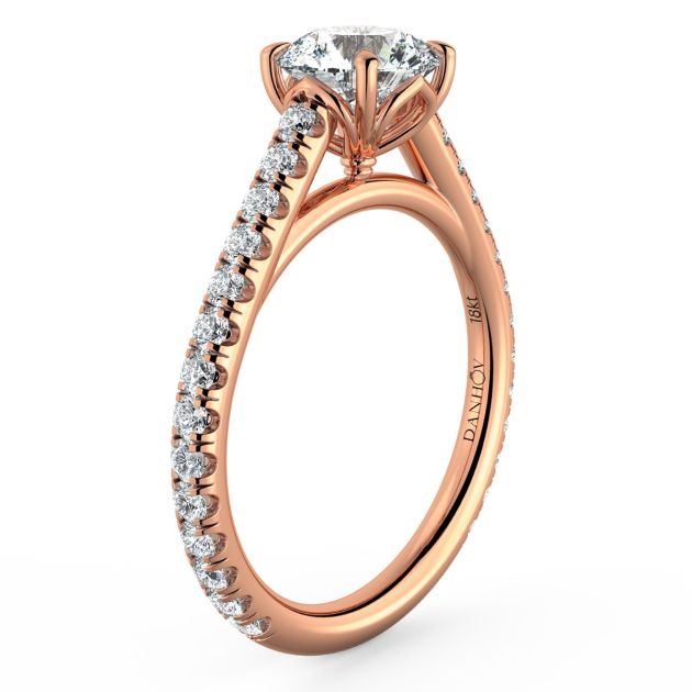 Danhov Classico Diamond Engagement Ring in 14k Rose Gold