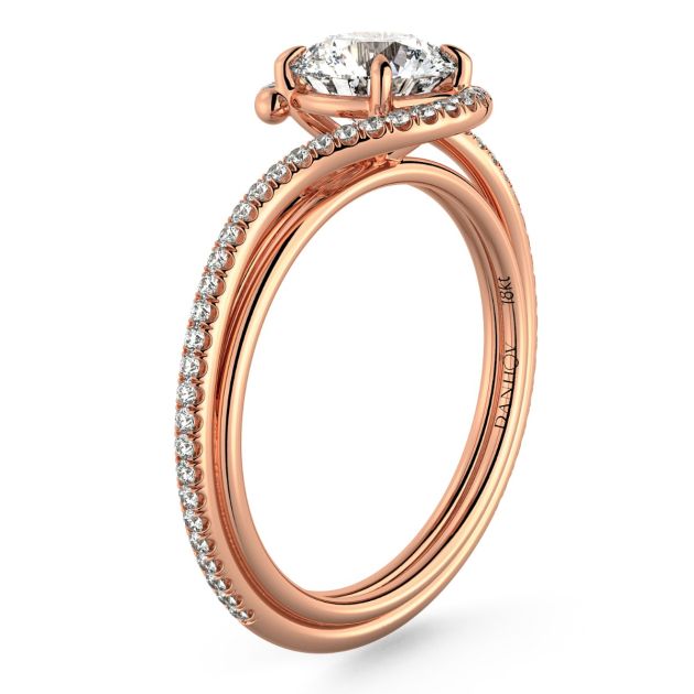 Danhov Abbraccio Handmade Diamond Engagement Ring in 14k Rose Gold