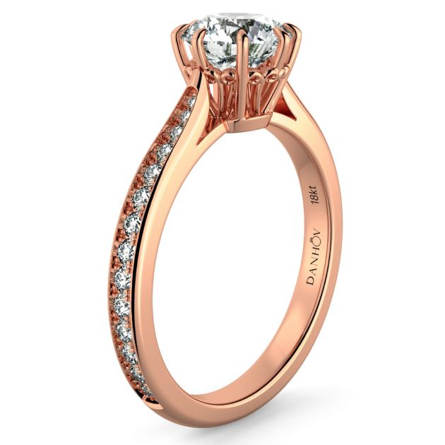 Danhov Classico Handmade Diamond Engagement Ring in 18k Rose Gold