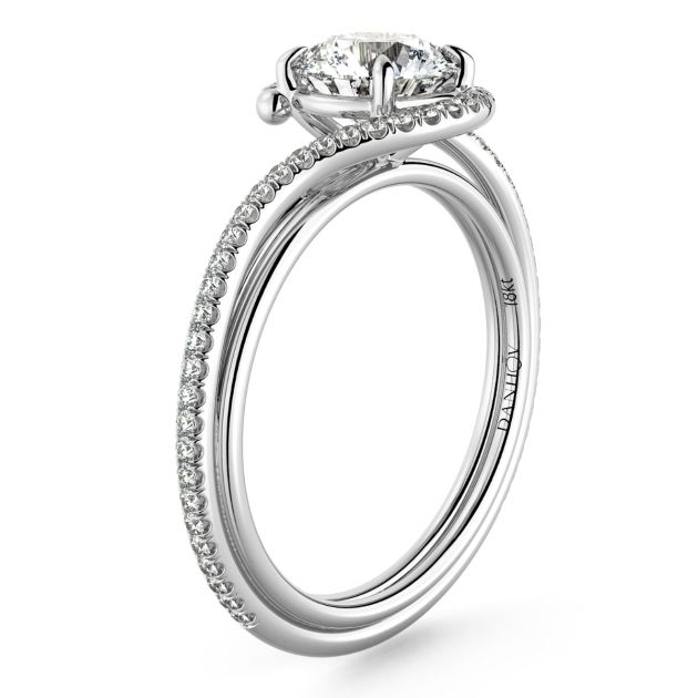 Danhov Abbraccio Handmade Diamond Engagement Ring in 14k White Gold