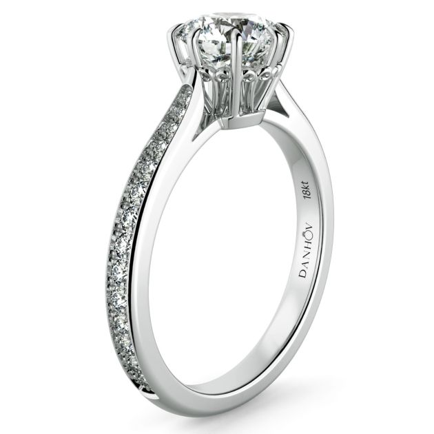 Danhov Classico Handmade Diamond Engagement Ring in 18k White Gold