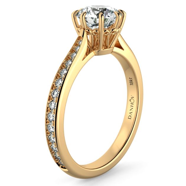 Danhov Classico Handmade Diamond Engagement Ring in 14k Yellow Gold