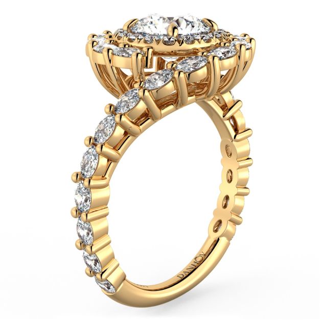 Danhov Grand Abbraccio Swirl Engagement Ring in 18k Yellow Gold