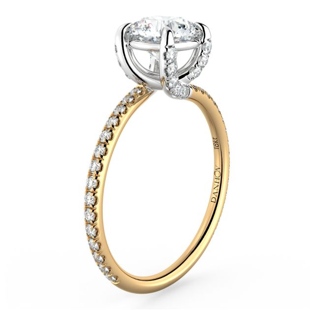 Danhov Eleganza Swirl Two Tone Diamond Ring in 14k Yellow Gold