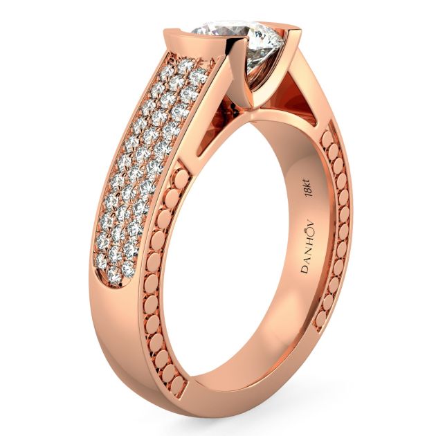 Danhov Tubetto Diamond Solitaire Engagement Ring in 18k Rose Gold