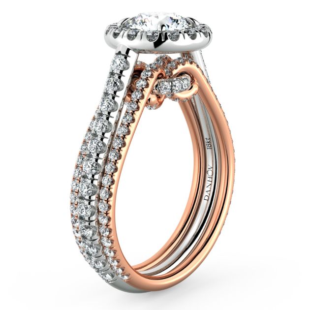 Danhov Couture Triple Shank Two-Color Engagement Ring in 18k Rose Gold