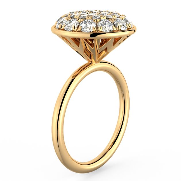 Danhov Diamante Cluster Round Fine Ring in 14k Yellow Gold