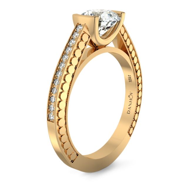 Danhov Tubetto Unique Engagement Ring in 14k Yellow Gold