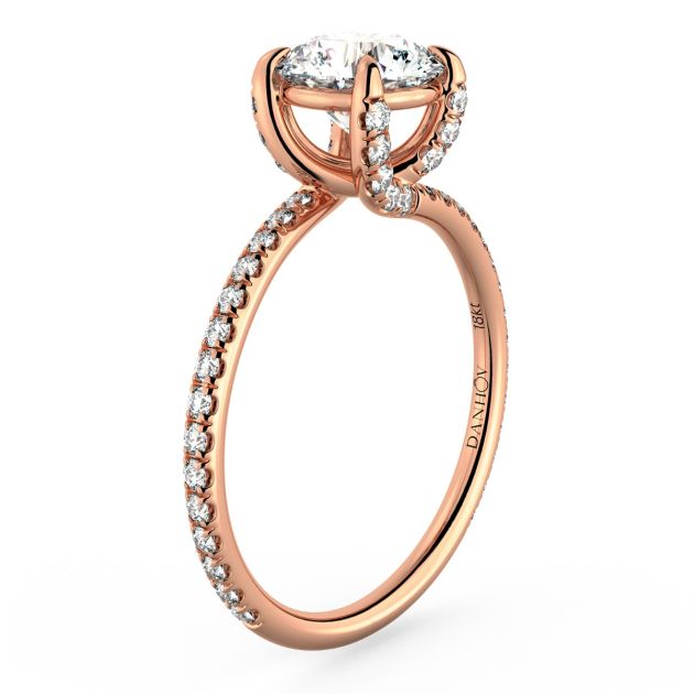 Danhov Eleganza Swirl Diamond Ring in 18k Rose Gold