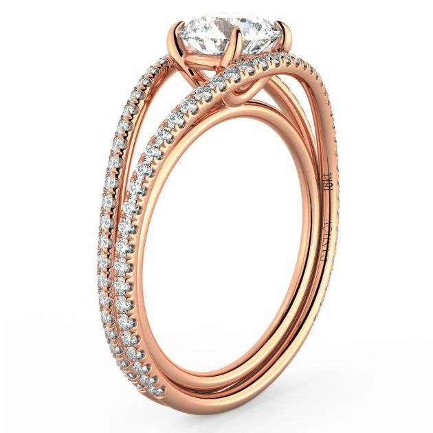 Danhov Per Lei Eagle Claw Prong Diamond Engagement Ring in 18k Rose Gold