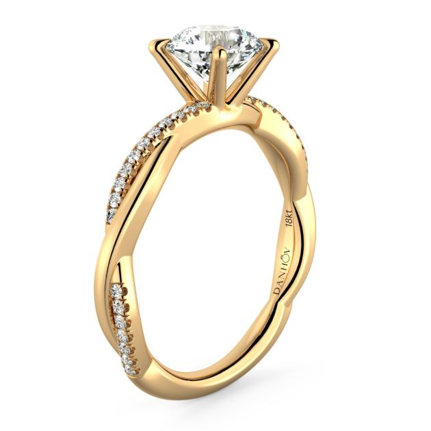 Norme De Danhov Petite Twisted Engagement Ring in 18k Yellow Gold