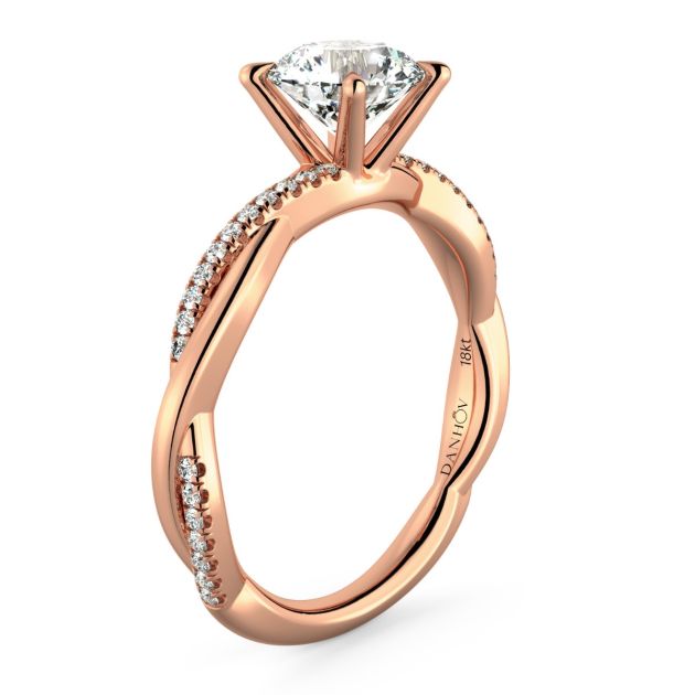 Norme De Danhov Petite Twisted Engagement Ring in 14k Rose Gold