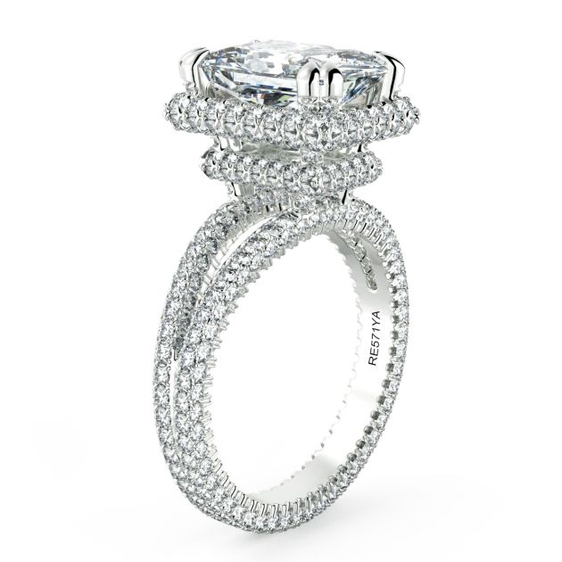 Norme de Danhov Radiant Diamond Engagement Ring in Platinum