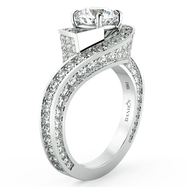 Danhov Abbraccio Swirl Diamond Engagement Ring in Platinum