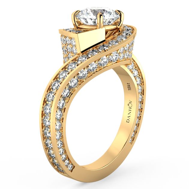 Danhov Abbraccio Swirl Diamond Engagement Ring in 14k Yellow Gold
