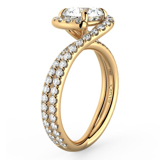 Danhov Abbraccio Unique Swirl Engagement Ring in 14k Yellow Gold