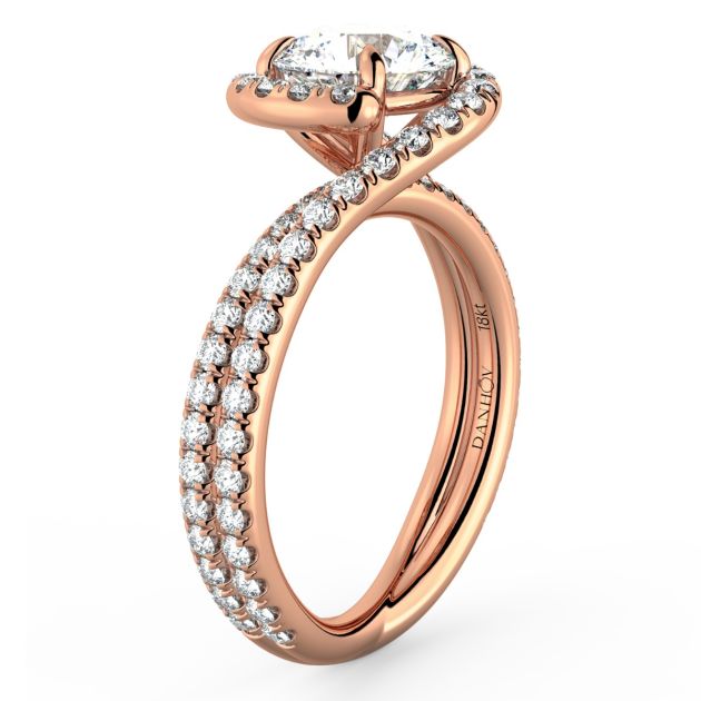 Danhov Abbraccio Unique Swirl Engagement Ring in 18k Rose Gold
