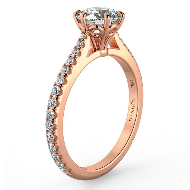Danhov Classico Simple Engagement Ring in 14k Rose Gold