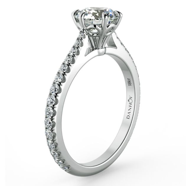 Danhov Classico Simple Engagement Ring in 18k White Gold