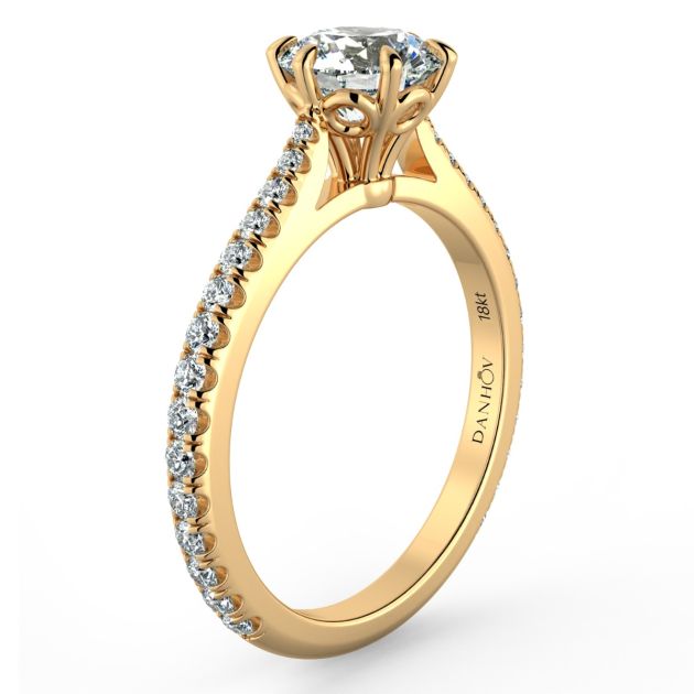 Danhov Classico Simple Engagement Ring in 14k Yellow Gold