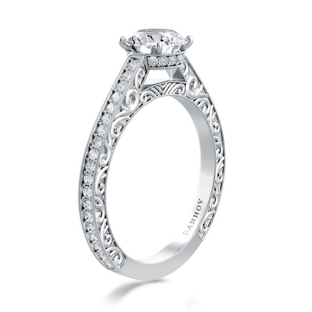 Danhov Modern Engagement Ring in 14k White Gold