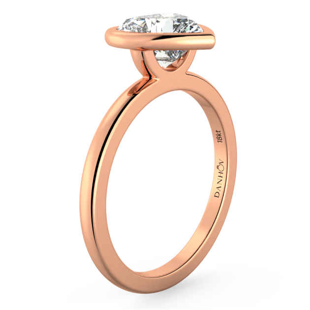 Danhov Per Lei Heart Shaped Engagement Ring in 14k Rose Gold