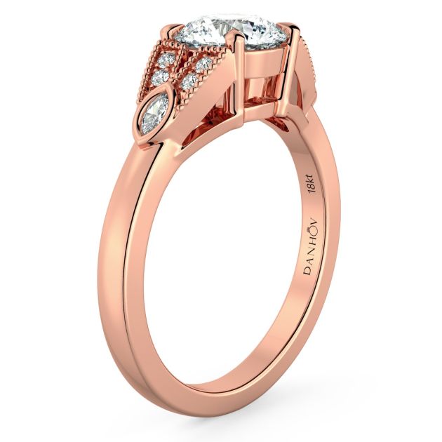 Norme de Danhov Estate Diamond Engagement Ring in 18k Rose Gold