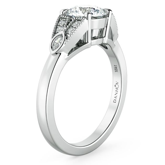 Norme de Danhov Estate Diamond Engagement Ring in 14k White 