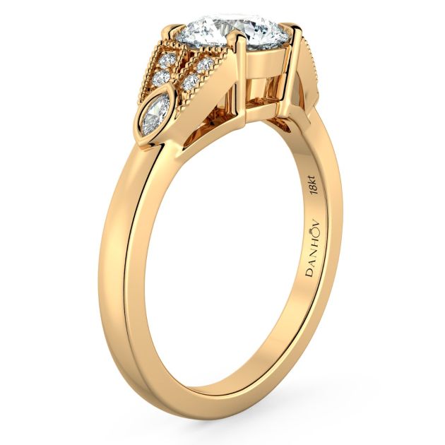 Norme de Danhov Estate Diamond Engagement Ring in 14k Yellow Gold