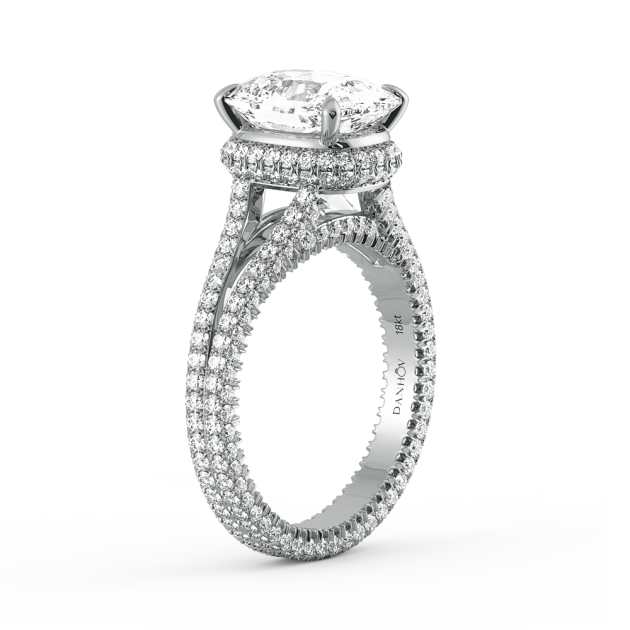 Norme De Danhov Split Shank Diamond Engagement Ring in 14k White Gold