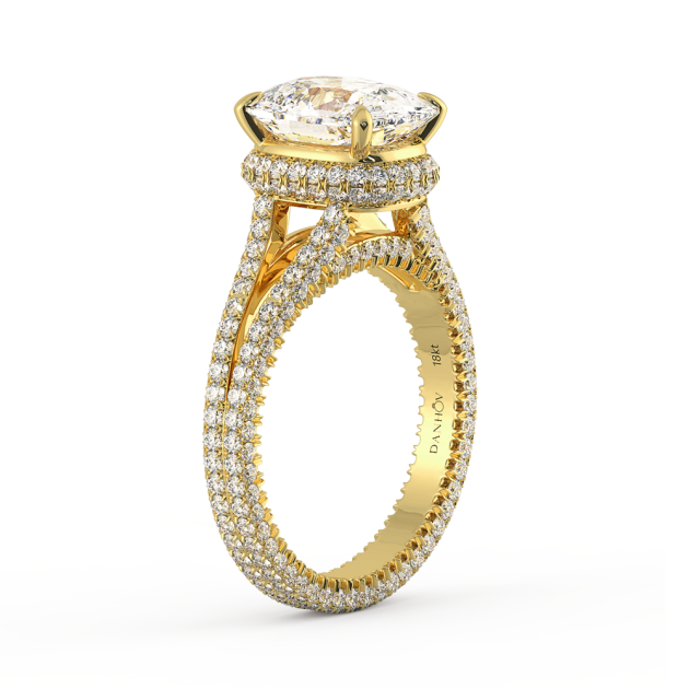 Norme De Danhov Split Shank Diamond Engagement Ring in 18k Yellow Gold